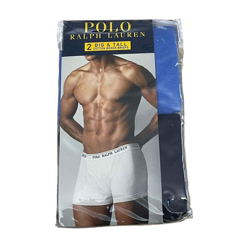 Polo Ralph Lauren Blue and Black Big and Tall Cotton Boxer Briefs New Size 2X